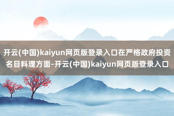 开云(中国)kaiyun网页版登录入口在严格政府投资名目料理方面-开云(中国)kaiyun网页版登录入口