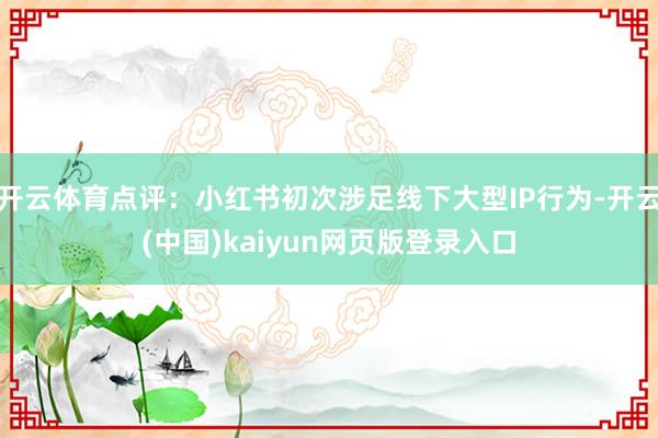 开云体育点评：小红书初次涉足线下大型IP行为-开云(中国)kaiyun网页版登录入口